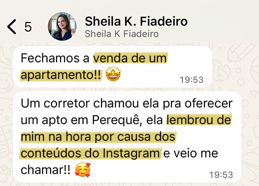 Cliente comemorando segunda venda após influência do conteúdo