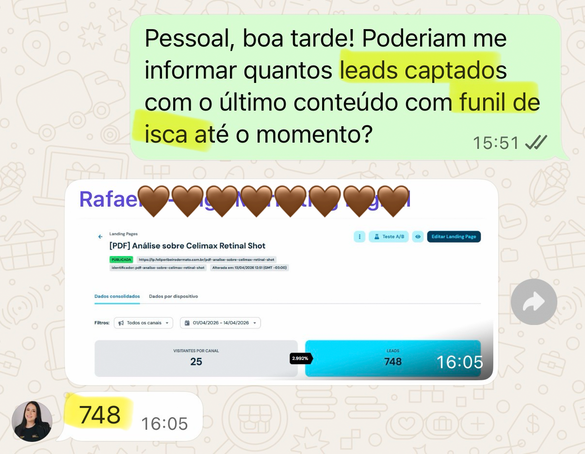 Print mostrando 748 leads captados através de conteúdo
