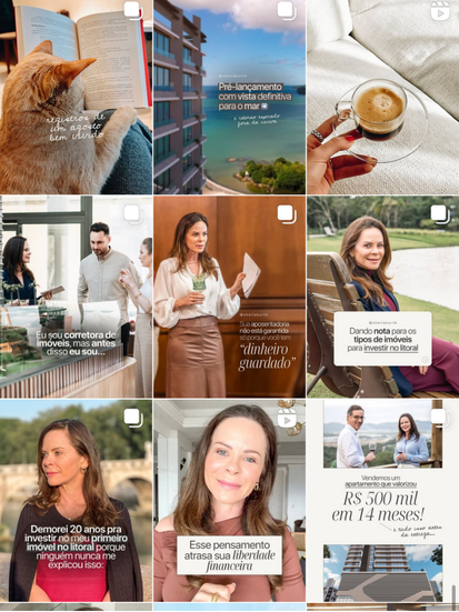 Feed do Instagram depois — perfil profissional, posicionado e autoral