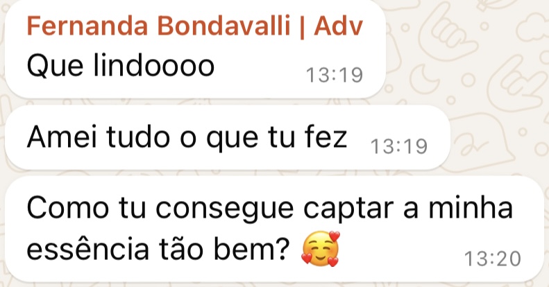 Mensagem da Fernanda Bondavalli sobre o trabalho do estúdio