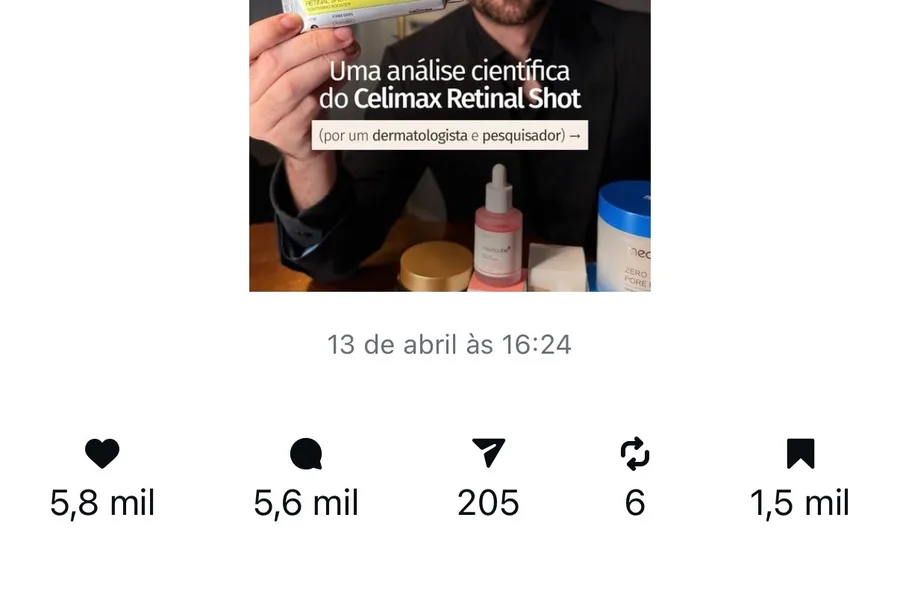 Post com funil de isca: 5,8 mil curtidas, 5,6 mil comentários e 1,5 mil salvamentos.